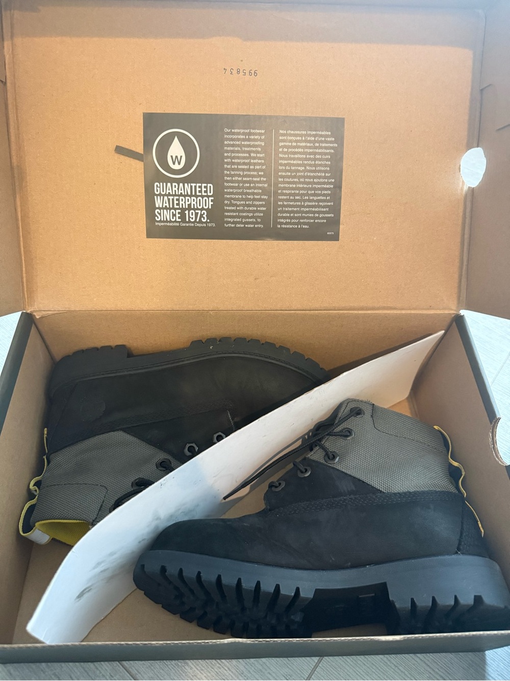 Timberland kids Black and grey with yellow lining Waterproof Boots